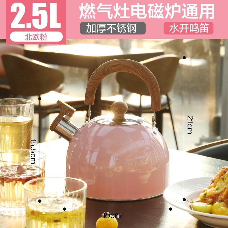 Bollitore Fischione in Acciaio Inossidabile da 2,5L Rosa Moderno per Fornello con Segnale Acustico Forte Uso in Cucina