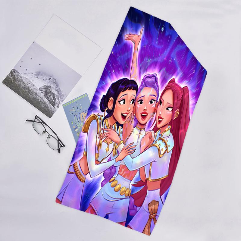 1pc KPop Demon Hunters8 Beach Towel, Beach and Seaside Swimming Pool Equipment, Fashion Pattern, Rectangular, Travel Essentials