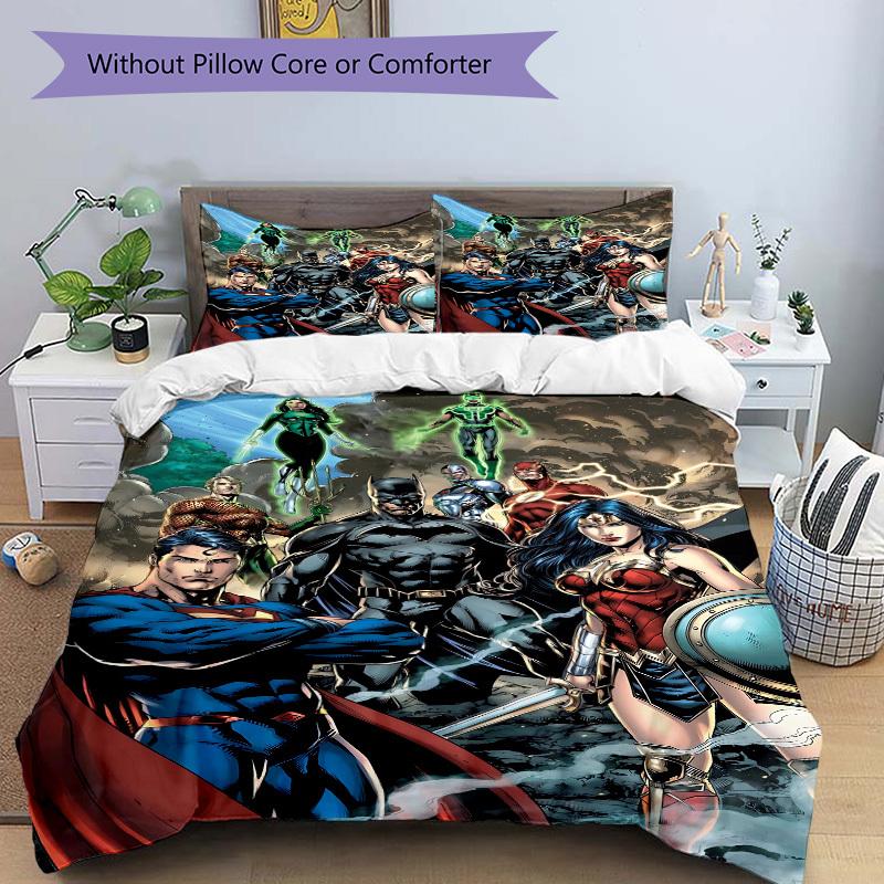 3pcs Superman, Justice League Cover Set,Soft Comfortable Duvet Cover,Guest Room (1*Duvet Cover + 2*Pillowcases, Without Core) yy251024030