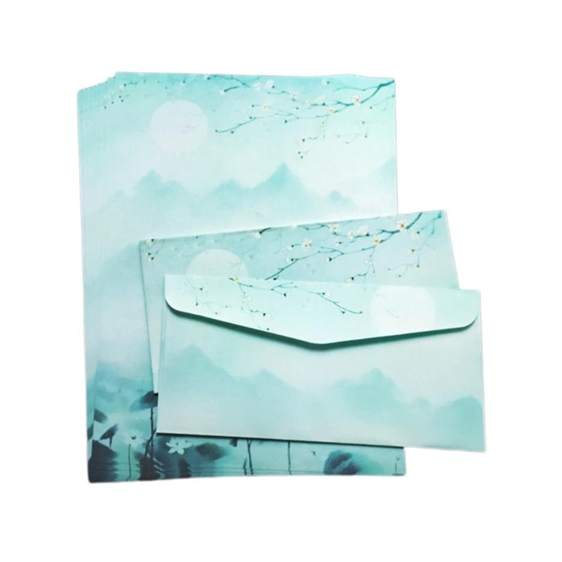 Stationery Paper and Envelopes Set Traditional Letter Writing Paper Color Both Side Writing Stationary Paper for School
