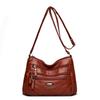 PU Umhängetasche Damen Schultertasche Mehrere Fächer Tasche für Mütter mittleren Alters