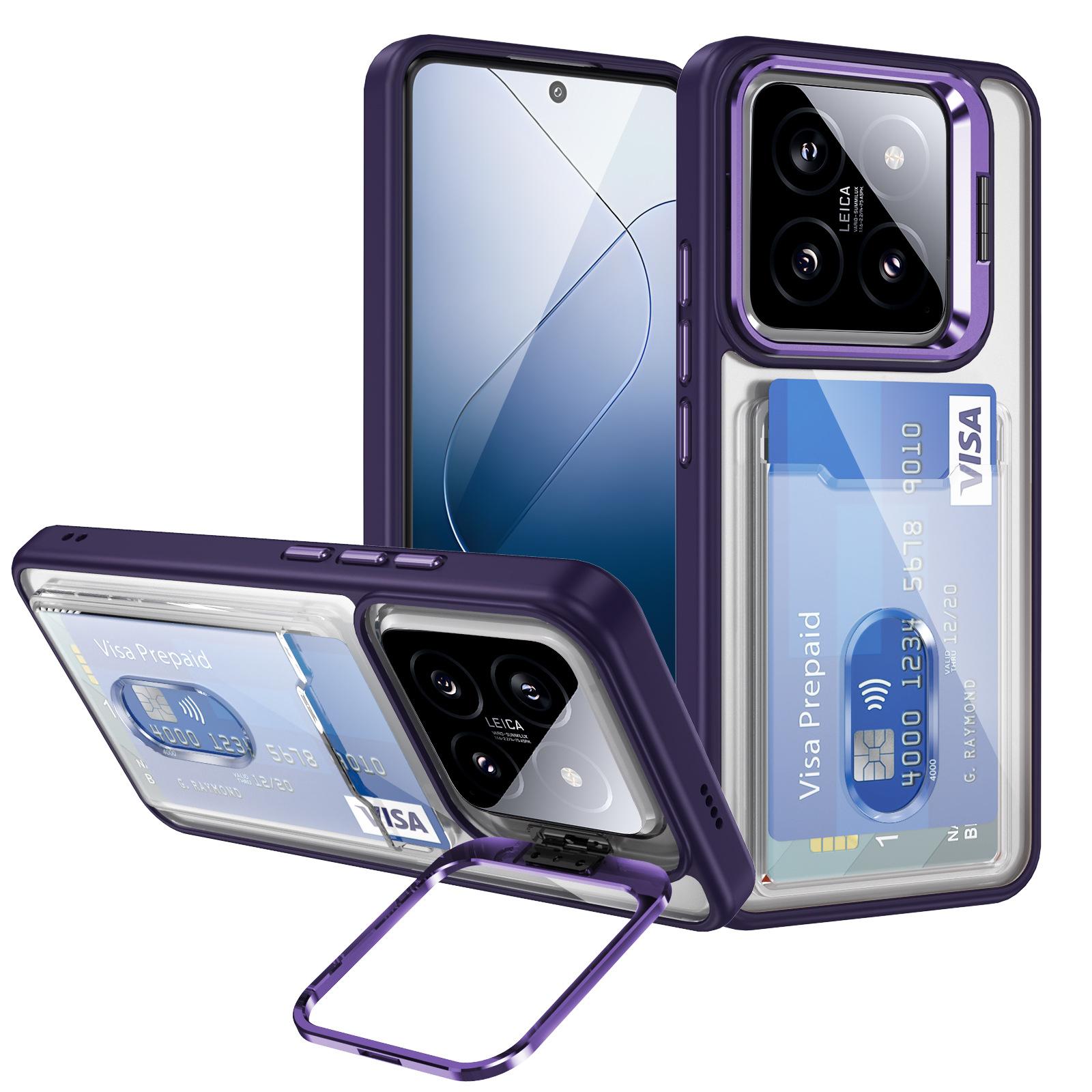 

For Xiaomi 14 Phone Case, Invisible Bracket, Transparent Card Holder, 2-in-1 Multifunctional Phone Protective Case For xiaomi Mi 14 Pro