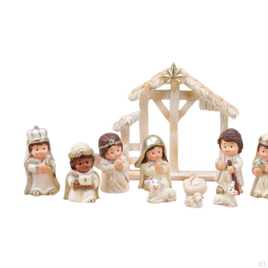 12 Pieces Christmas Nativity Figurines Holy Family Statues Miniature Detailed Decorations