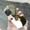 Lucky Four-leaf Clover For iPhone 16 15 14 13 Plus 12 Mini 11 Pro Max XR Xs X 7 8 6 6S Elliptical Tempered Glass Phone Case