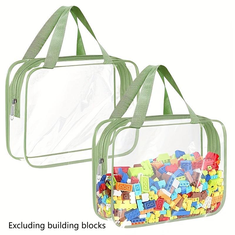reusable clear PVC board game organization bag, zippered travel storage bag for blocks, puzzles, student books and backgammon