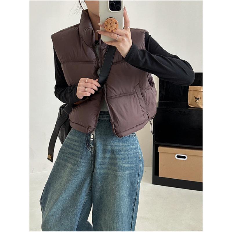 

Маленький жилет в стиле кендо, женский короткий, новый осенне-зимний, модный жилет конфетного цвета, трендовый XL темно-коричневого