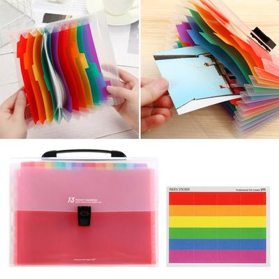 Office Supplies Plastic Expanding Document Bag 13 Pockets File Folder Paper Organizer