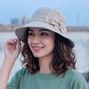 Thin Bucket Hat Button Elderly People's Large Brim Cap Bow Fisherman Hat  Sun Protection