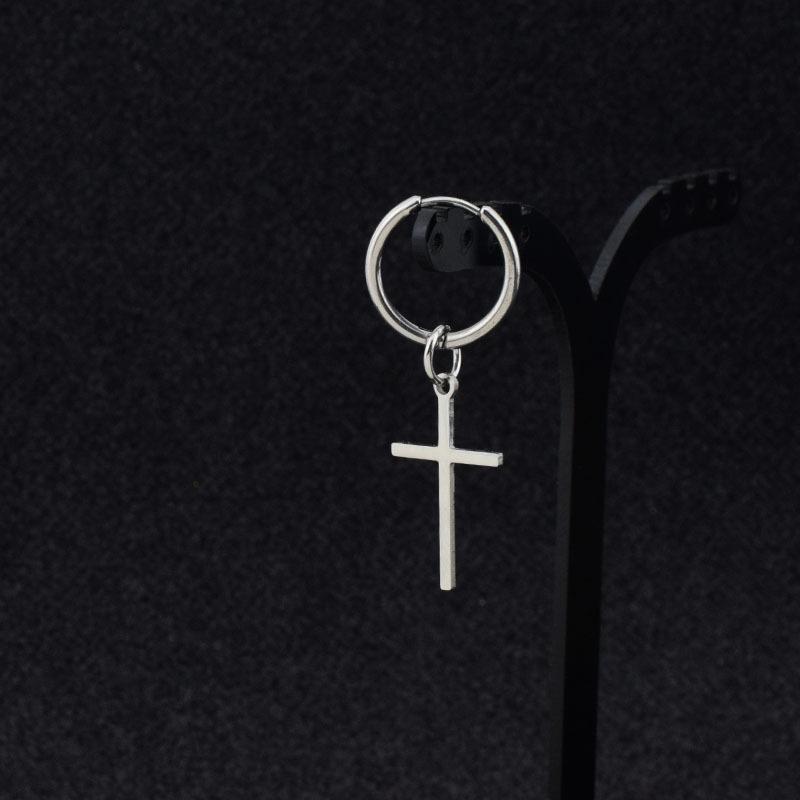 Stainless Steel Cross Stud Earrings for Women - Titanium Steel Earring Pendants, Ear Cuffs, and Ear Clips.