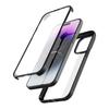 For iPhone 15 Clear Phone Case Tempered Glass+Silicone Frame Double-Sided Protective Cover