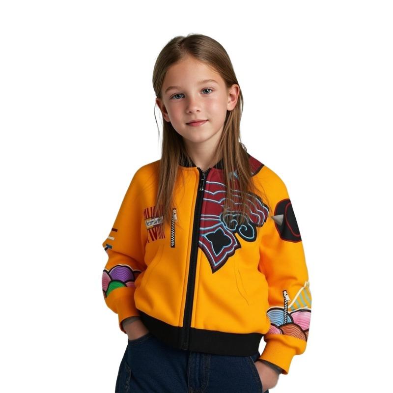 

Оранжево-черная куртка с принтом Руми для детей, девочек, аниме, мультяшная, K-POP, пальто с длинным рукавом 140cm оранжевый