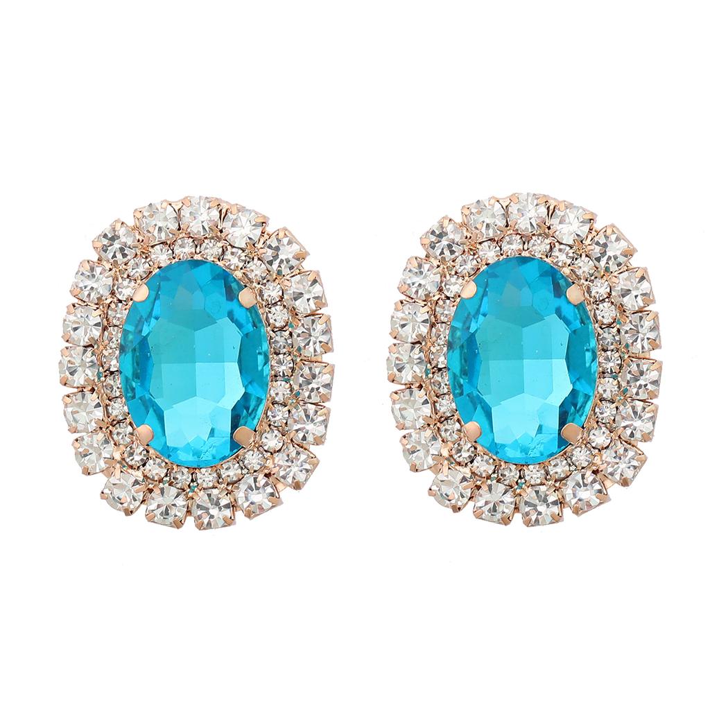 Spring 2024 New Metal Glass Rhinestone Heart Stud Earrings Engagement Party Luxury Jewelry Women's Elegant Shiny Accessories