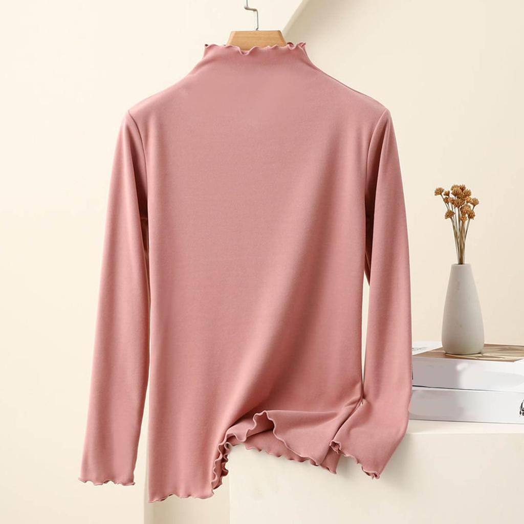 Women's Fashion Solid Colour Long Sleeve Fleece Thickened Top