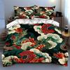 Dragon-themed floral. Bedding Duvet cover sets Duvet covers Pillowcases gifts (1 * Duvet Cover 2 * Pillowcases, without duvet insert)