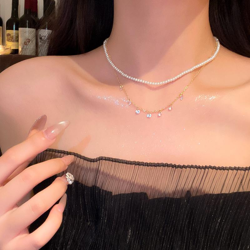 Супер-сказочное двухслойное жемчужное ожерелье с бахромой женская цепочка на шею сочетание