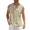 New Men's Sleeveless Top with Tie Up Stand Collar Pullover Shirt