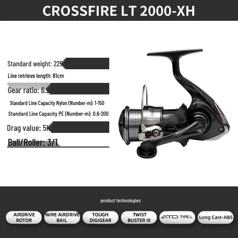 Daiwa CROSSFIRE LT Spinning Reel - Lightweight Long Cast Metal Spool Fishing Reel, Available in 26 Models.