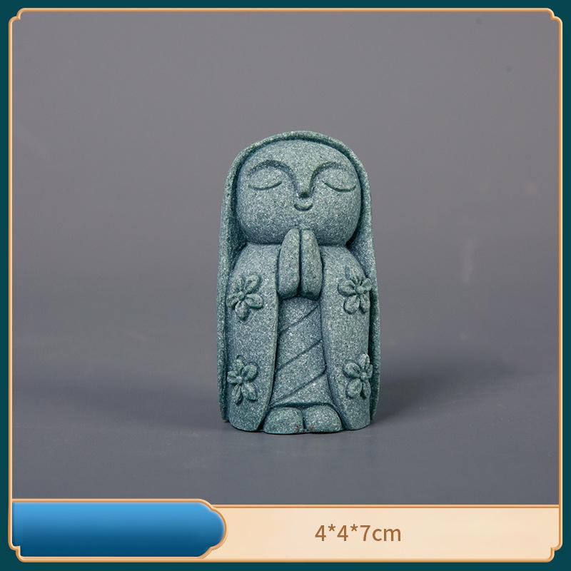 Cute Maitreya Blue Sandstone Ornaments Buddha Statues Garden Mini Ornament Japanese Home Decoration Crafts Figurines & Miniature