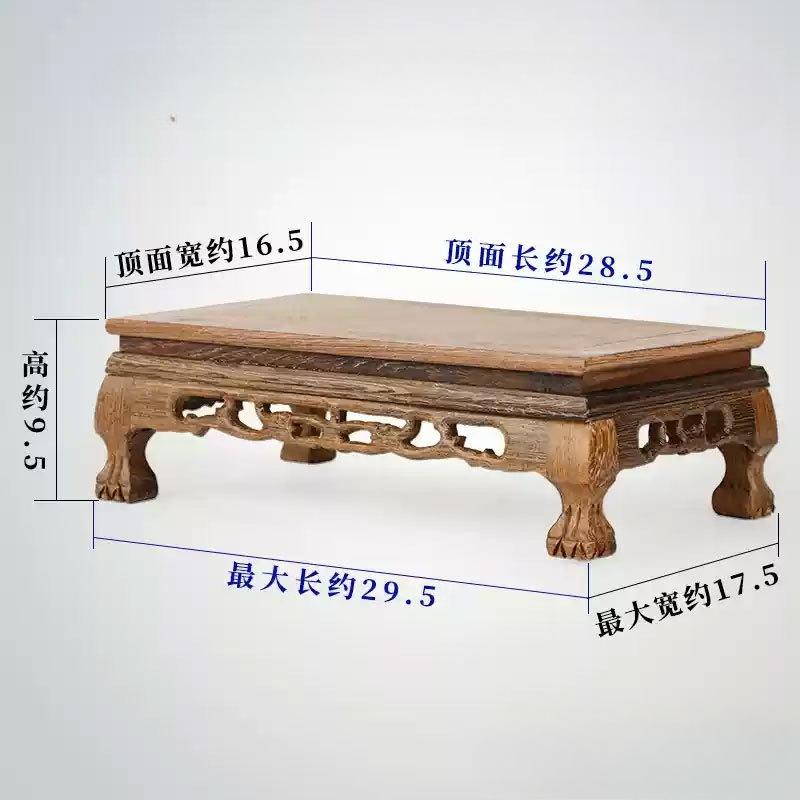 Retro Engraving Wooden Tea Tray Teapot Bases Bonsai Buddha Stand Fish Tank Pedestal Wooden Flowerpot Base Furniture Home Decor