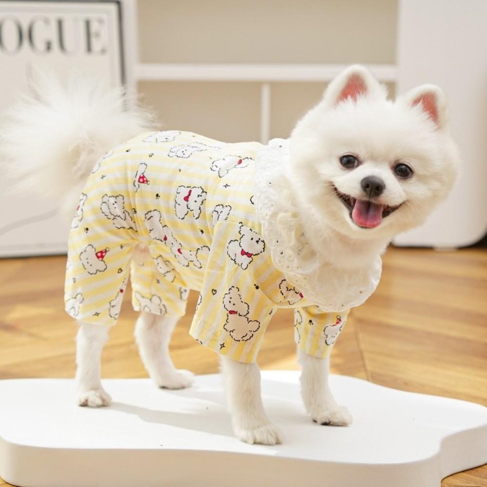 Button Down Design Pet Sleepwear Strips Pattern Indoor Lounge Wear Soft Puppy Shirt For Small Dogs