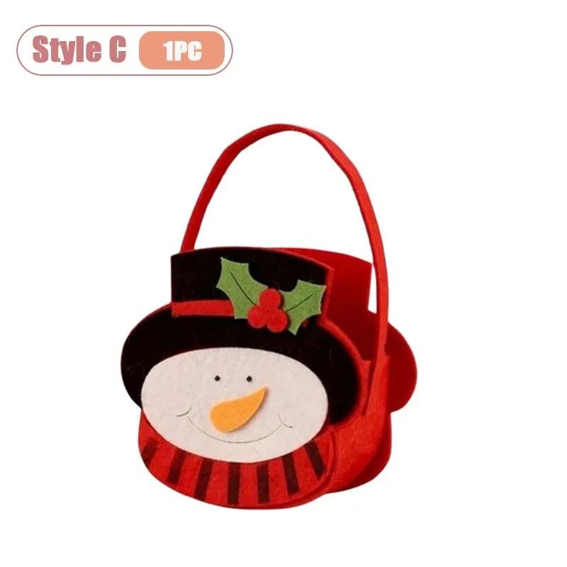 1-8PCS Christmas Felt Handbag Cute Cartoon Candy Gift Bag for Kids Decorative Hand Carry Holiday Tote for Children