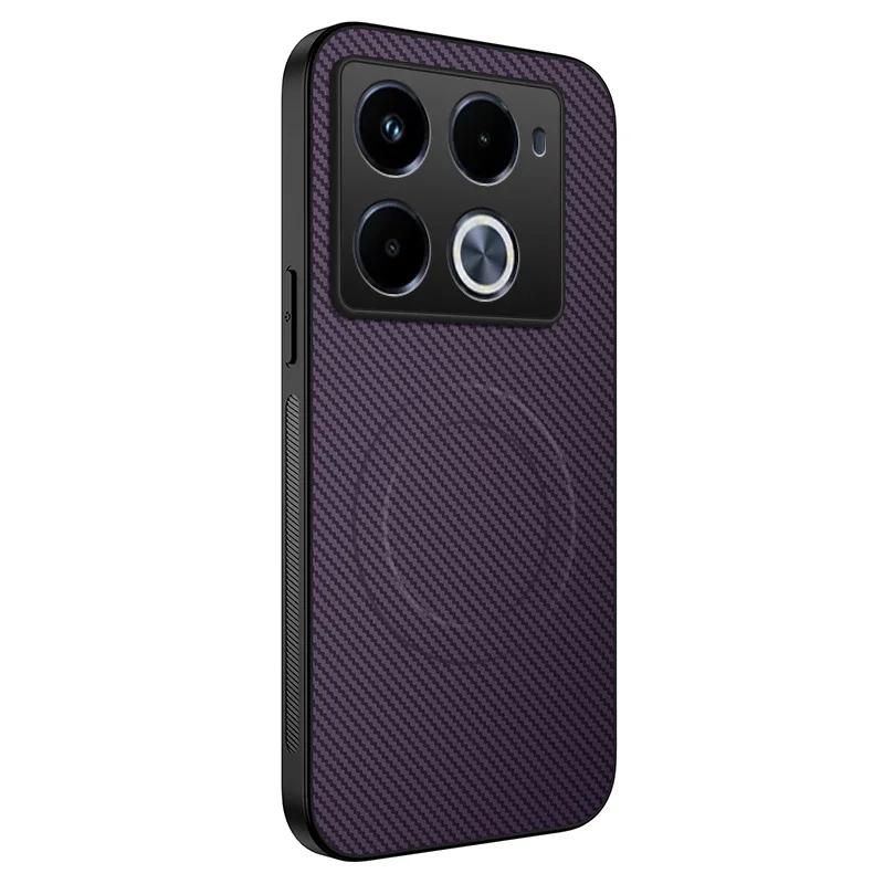 Shockproof Carbon Fiber Pattern Soft Phone Case For Infinix Note 40 Pro Plus 4G 5G Magnetic Wireless Charging Back Cover Cases