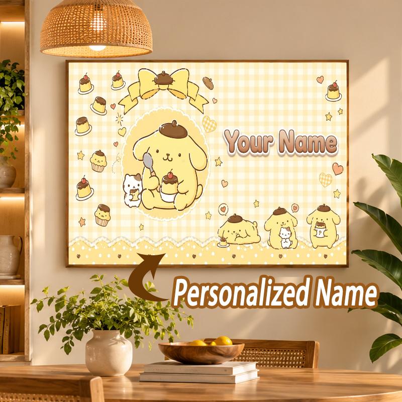 Custom Name Pompompurin 5D Diamond Painting Personalized Full Drill Diamond Art Kit Gift