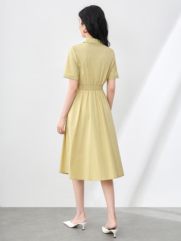 High-Waist Half Zip Casual Summer Shirt Dress