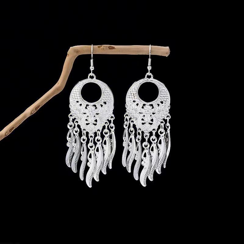 Ethnic Peacock Tassel Earrings - Versatile, Fashionable Alloy Jewelry