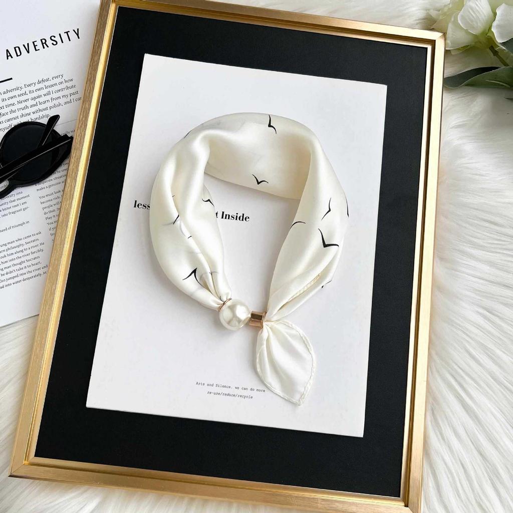Magnetic Buckle Silk Scarf Headband Internet Celebrity New Magnetic Buckle Bracelet Small Long Women's Summer Casual Necklace Diamond Neck Band