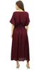 Bimba Women's Maxi Rayon Dress With Drawstring Waist & Short Kimono Sleeve