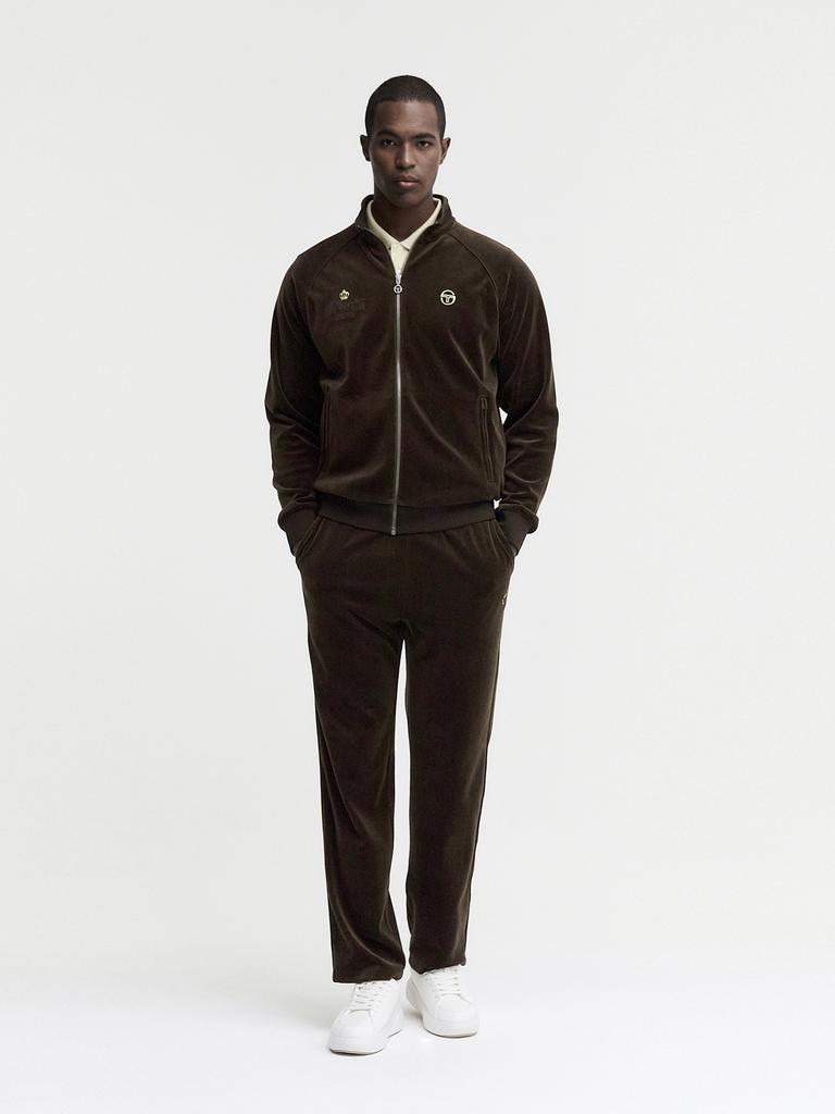 Sergio Tacchini M Mc Felpa con Zip in Velluto per Allenamento (D.Brown)