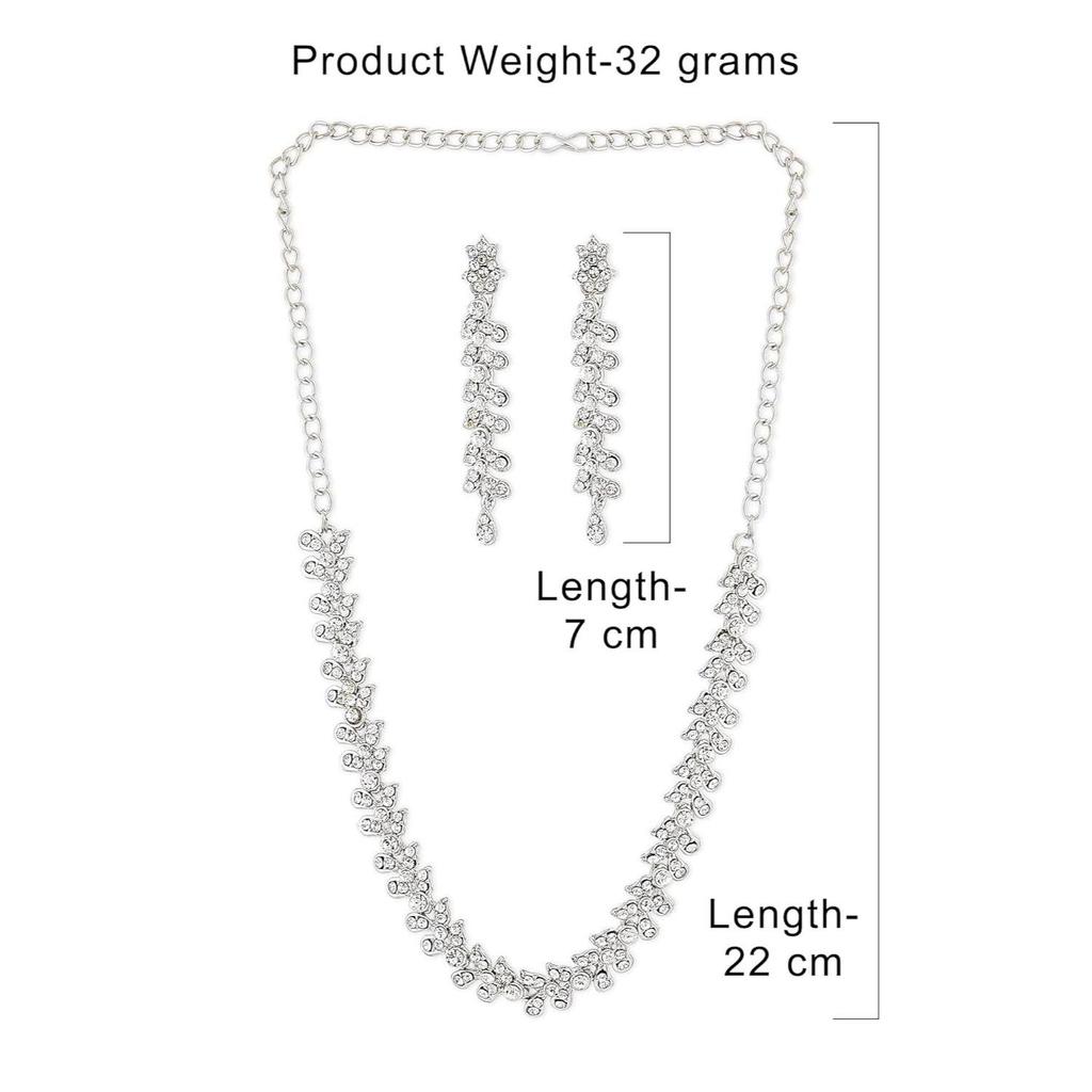Twinkling Leaf Twigs Austrian Diamond Necklace Set for Women