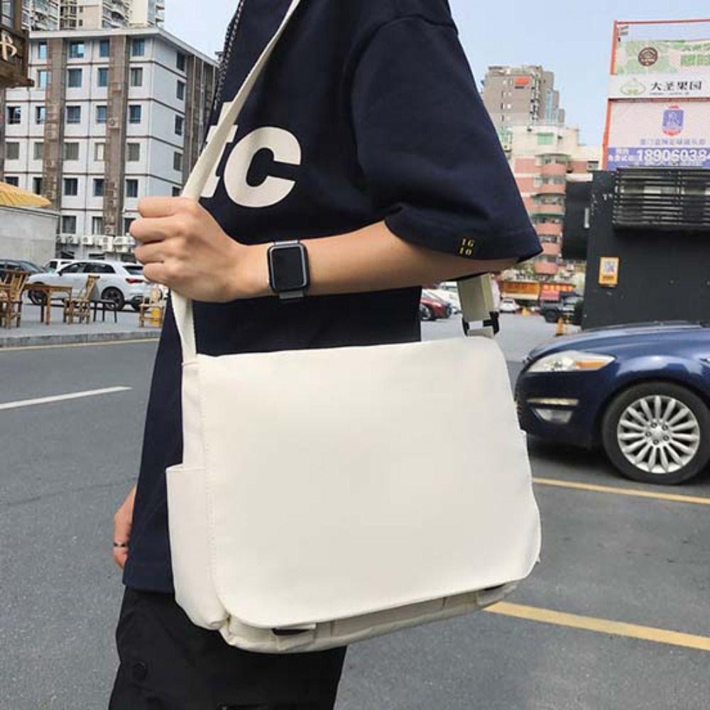 Black Messenger Bag Korean Style Simple Shoulder Bag Crossbody Bags Solid Nylon Bag  Women