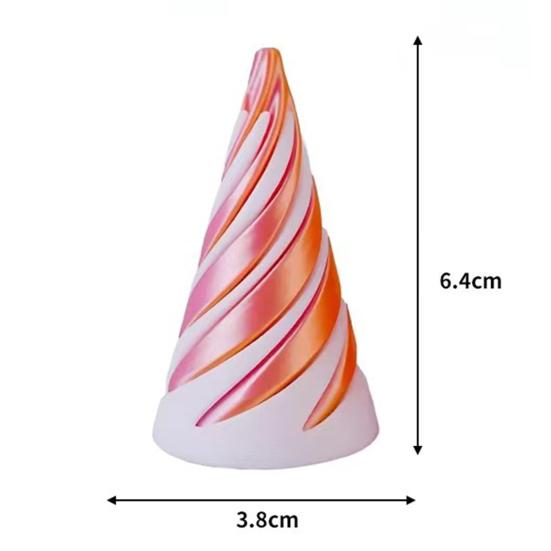 3Pcs/Set 3D Printed Spiral Cone Impossible Pyramid Passthrough Sculpture Spiral Cylinder