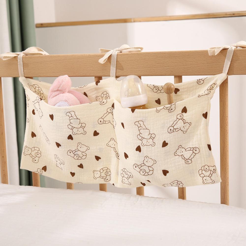 2 Pockets Crib Hanging Storage Bag Portable Baby Bedside Bag New Cot Bed Bag Infant Room