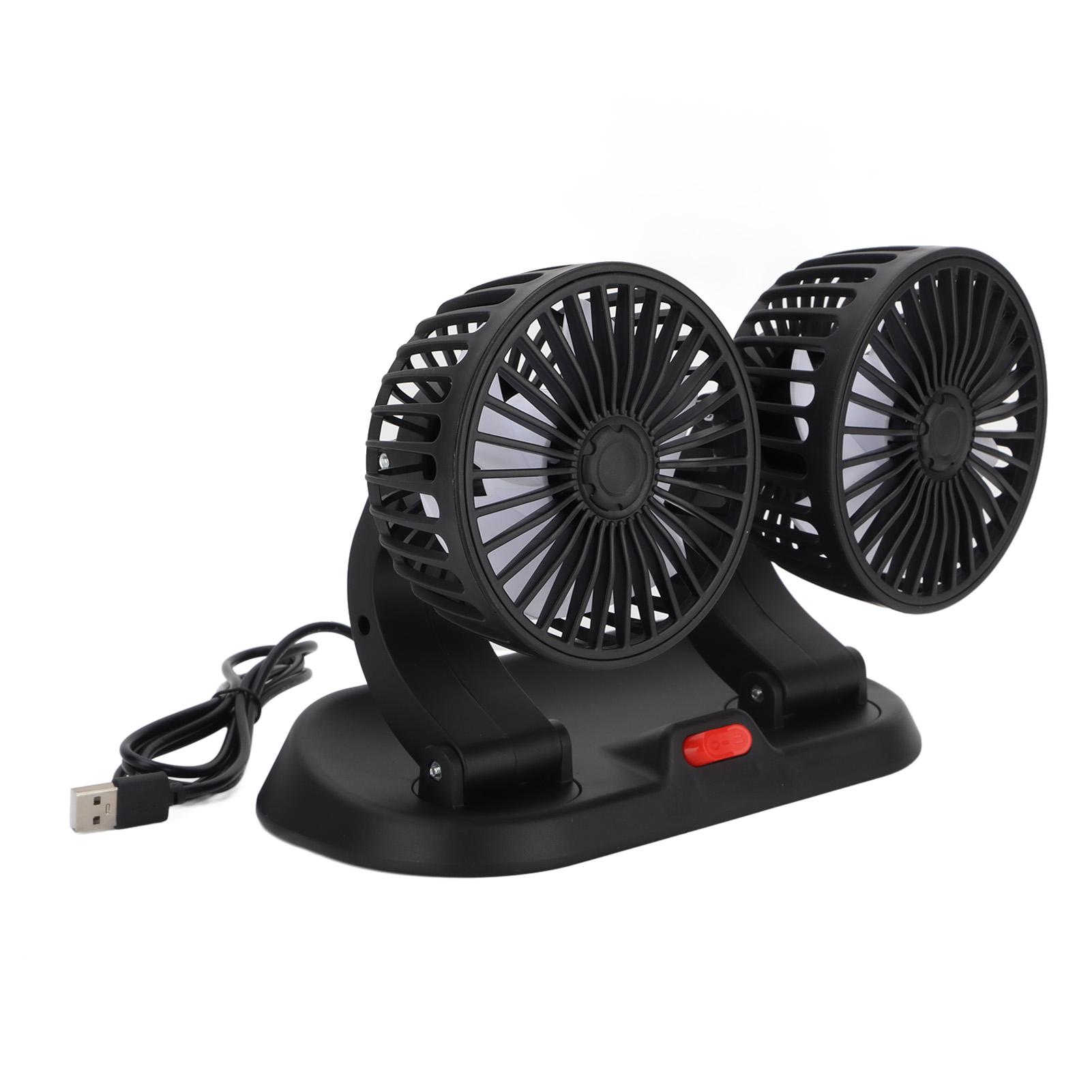 

USB Car Fan Dual Head 2 Speed Rotatable Foldable Vehicle Cooling Fan with 130cm Cable for Dashboard