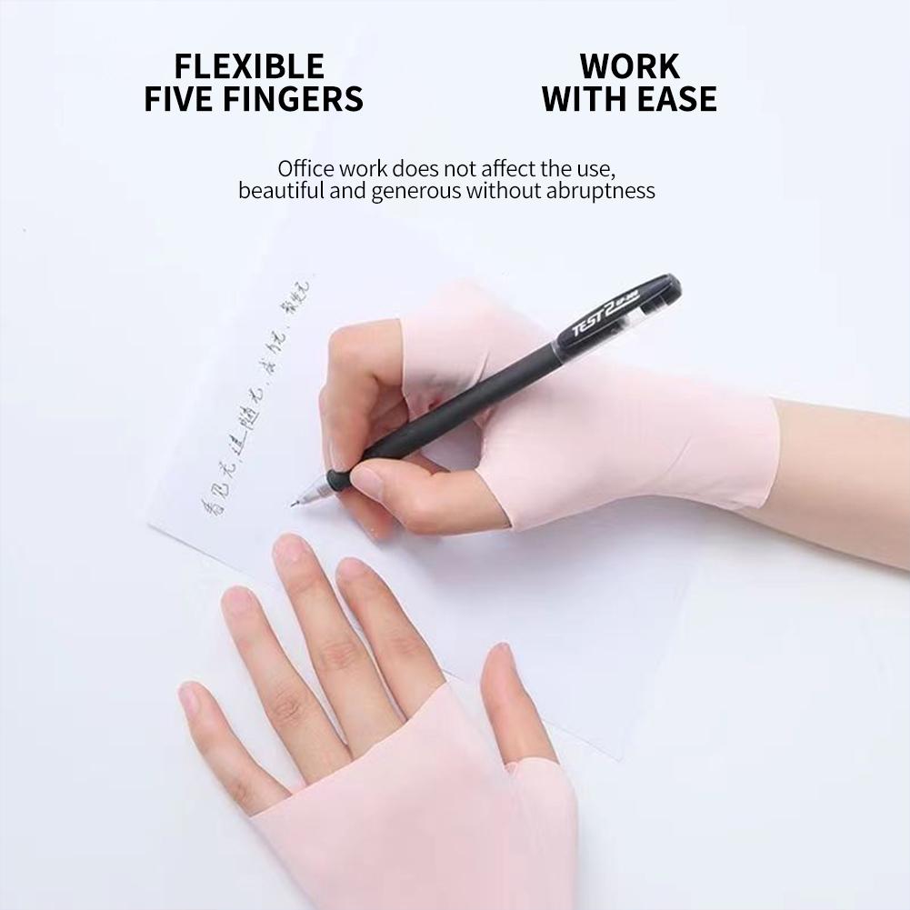 Women Fingerless Sunscreen Gloves Thin Cool Ice Silk Silky Sun Block Driving Gloves For Women Men Driving Summer UV Protection