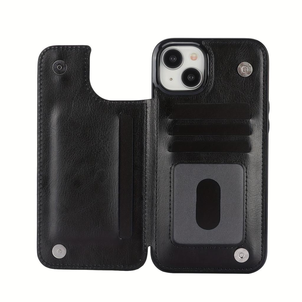 Handytasche, Brieftaschen-Handyhülle mit Kartenhalter, PU-Lederhülle mit Ständer und Kartenfächern, doppeltem Magnetverschluss und langlebiger, stoßfester Hülle für das iPhone