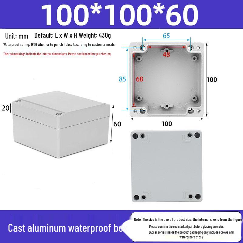 Druckguss-Aluminium Außenverteilerkasten IP65 Wasserdichtes Gehäuse