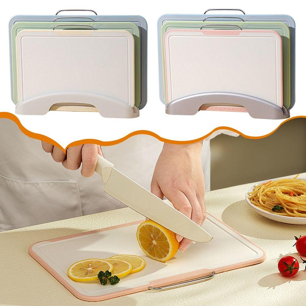 3 Piece Set With Storage Stand Cutting Board PP Chopping Block Kitchen Mats Fruit Cutting