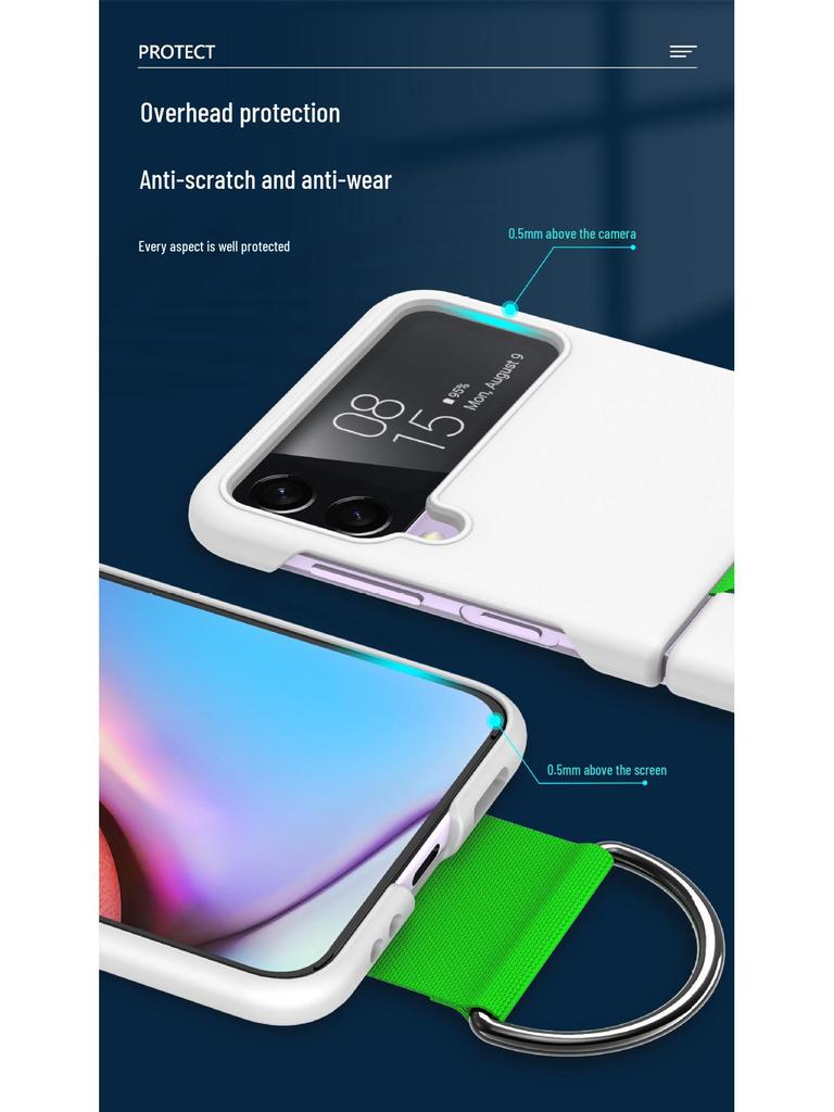 Samsung Zflip7/Huawei P50 Pocket Folding Phone Case with Letter Wrist Strap and Stand.