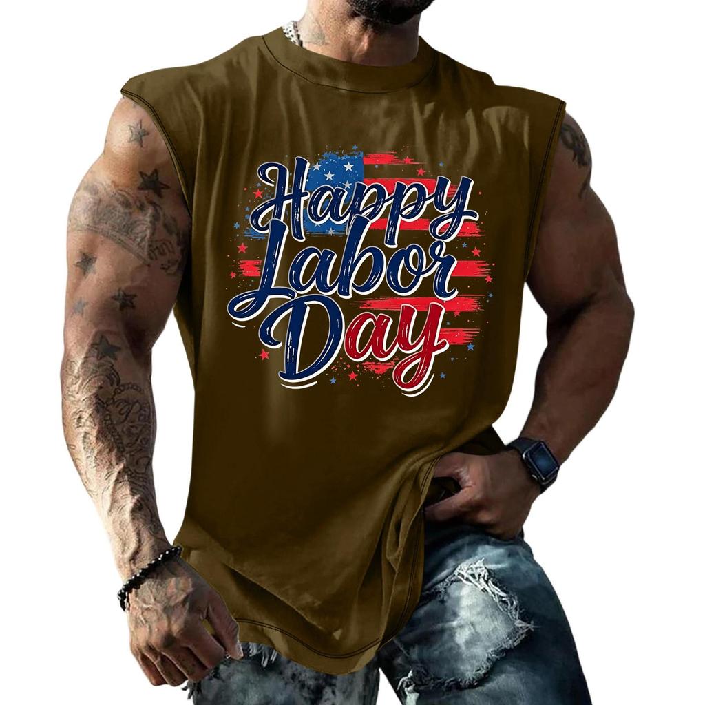 Men Sleeveless Tank Top Casual Loose Fit Muscle Shirt Summer Workout Athletic Gym Shirt Printed Graphic Tank Top for Outdoor Activities
