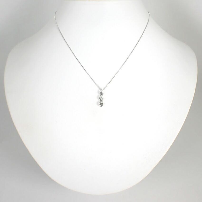 [Used] K18WG Diamond Pendant/Necklace/j55-44