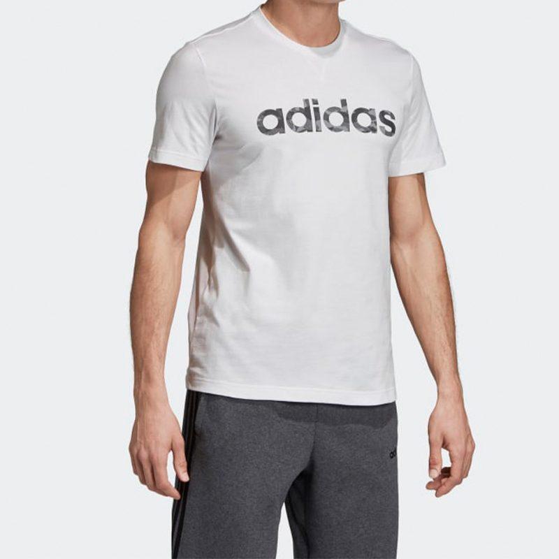 adidas T Shirts Men's White Crew Neck Moderate Straight Fit FH6625