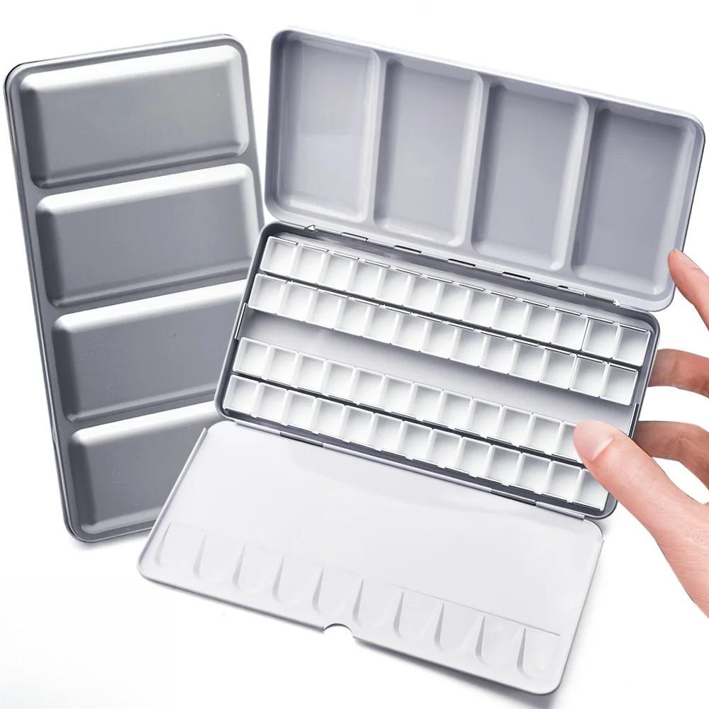 Empty Metal Watercolor Tin Palette Box With 14/26/52pcs Detachable Empty Watercolor Half Pans For DIY Travel Watercolor Palette