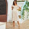 Women's Fashionable Print Round Neck Loose Short Sleeved Pocket Pullover Dress