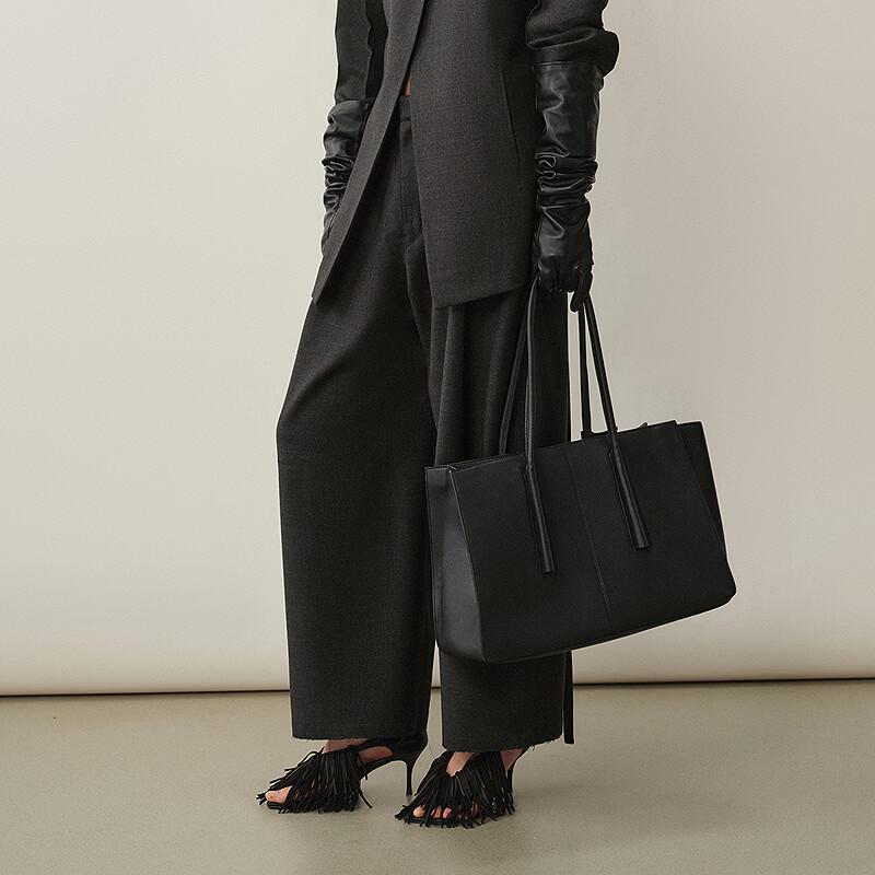 LESS Women's Loose-Fit Wool Wide-Leg Commuter Trousers