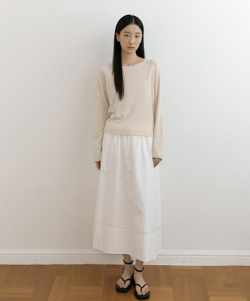 Lingseoul Cotton Full Long Skirt-Ivory