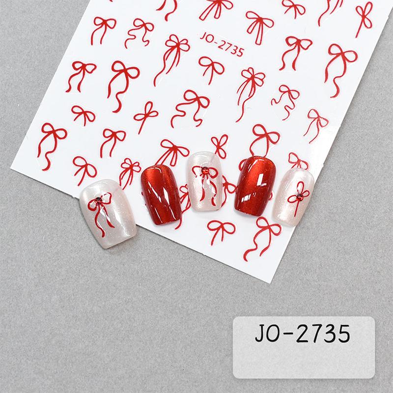 Lovely Simple Bronzing Line Bowknot 3D Self Adhesive Nail Art Decorations Stickers Ribbon Charming Cute Manicure Decals